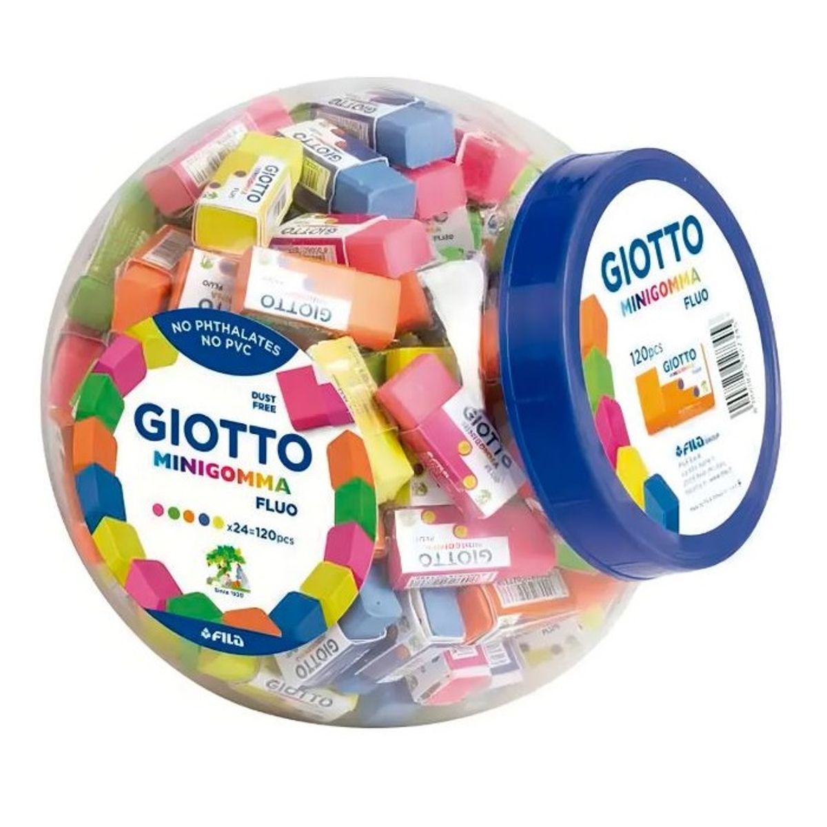 GIOTTO - Pote Mini Goma Giotto Fluor Escolar De 120 Unidades