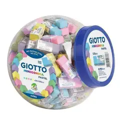GIOTTO - Pote Mini Goma Color Pastel Escolar De 120 Unidades