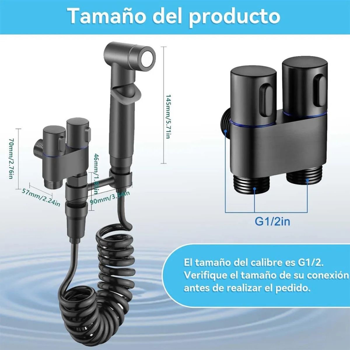 GENERICO - Ducha Bidet Arabe Acero Inoxidable Baño Wc Inodoro Negro BELUG