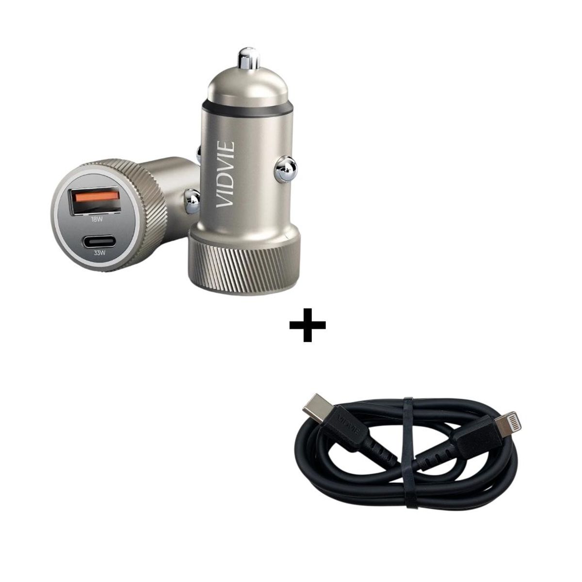 GENERICO - Cargador de Auto 33W USB + Tipo-C Carga Rápida con Cable Tipo-C