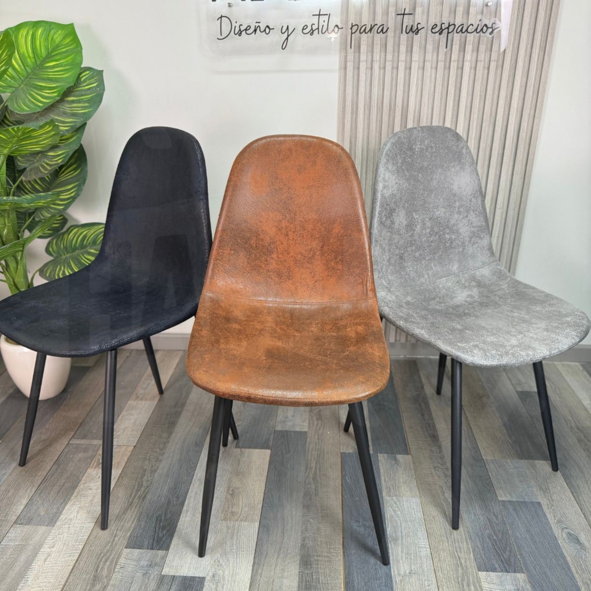 HABITA2 CHILE - Pack 2 Sillas de Comedor Gamuza Black Murcia