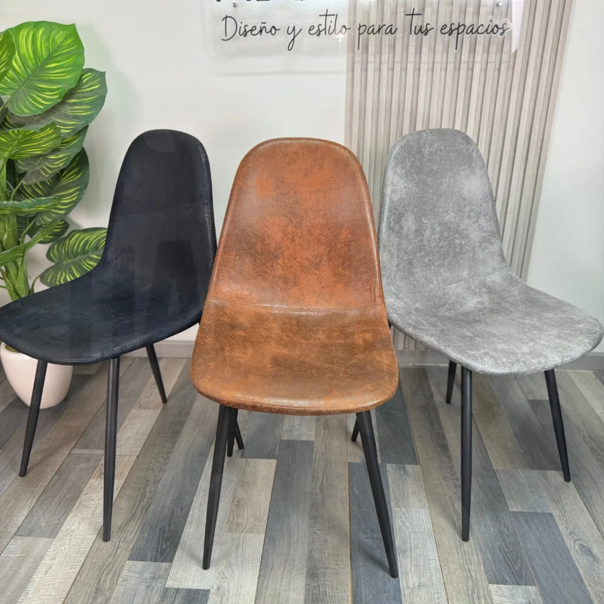 HABITA2 CHILE - Pack 4 Sillas de Comedor Gamuza Black Murcia