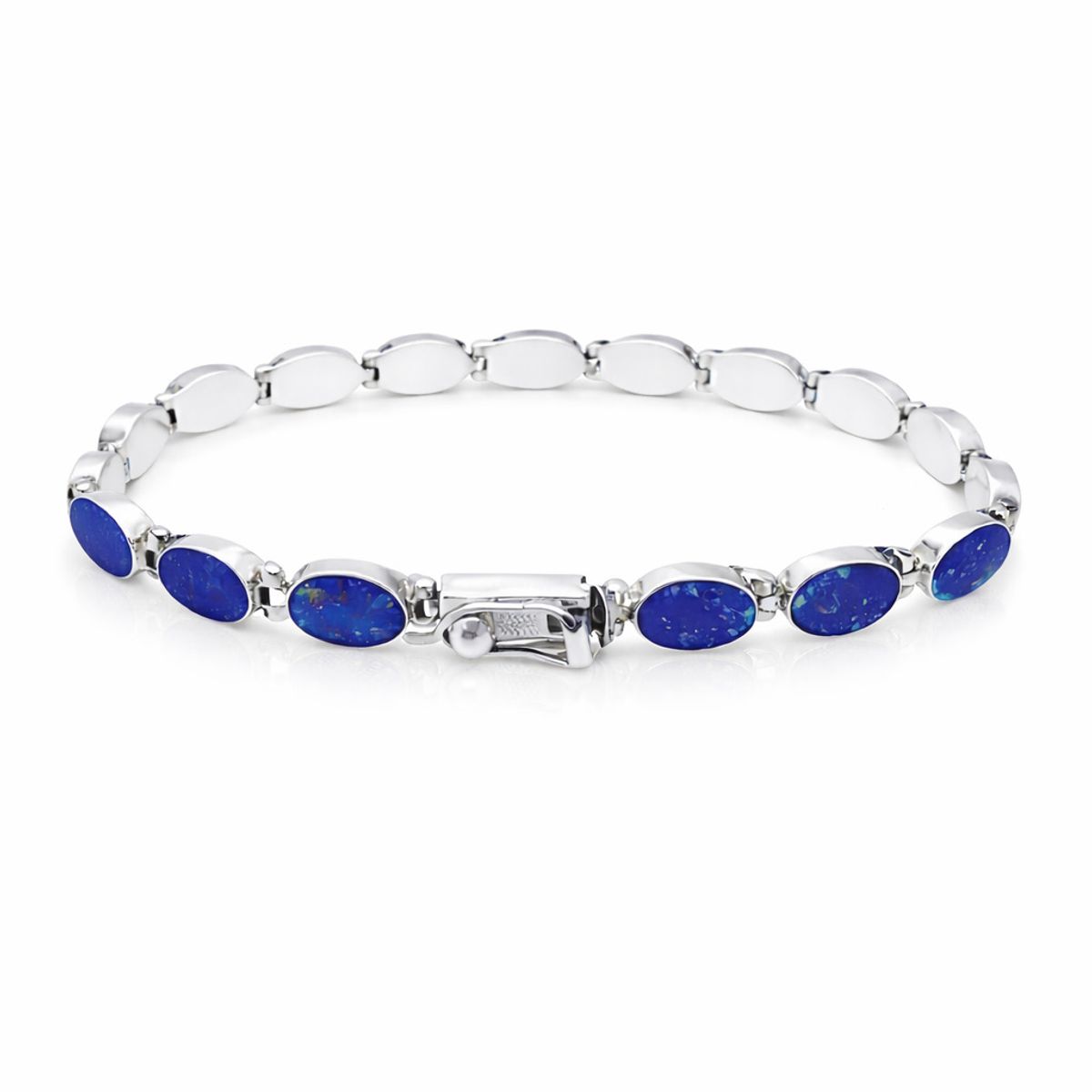 JOYAS MYTOKE - Pulsera Brazalete Lapislazuli Broche Cajon Plata Fina 950