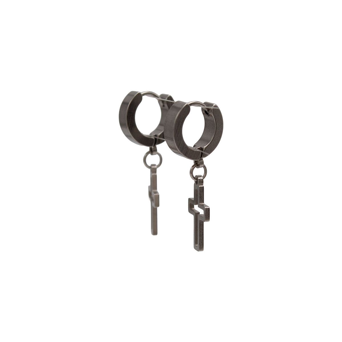 BIJOUTERIA LB20 SPA - Aros Argollas Hombre Mujer Acero Inoxidable Cruz Colgante D4 - Plateado