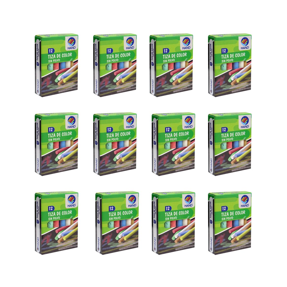 HAND - 12 Tizas De Colores Sin Polvo 12 Unid Hand Multicolor