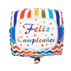 GENERICO - Globo metálico cuadrado feliz cumpleaños 45cm