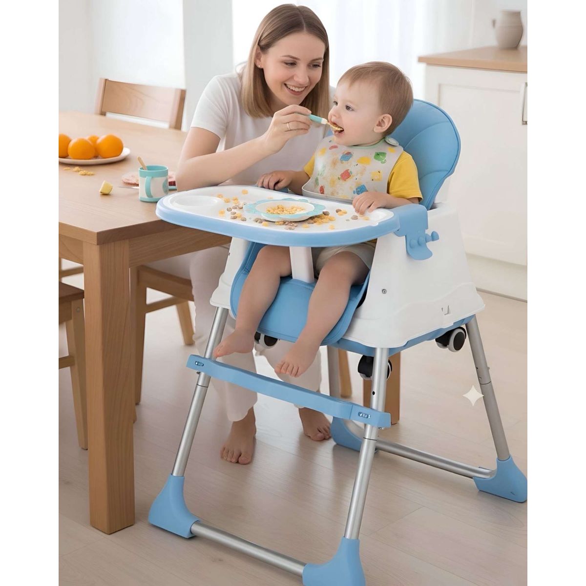 GENERICO - Silla de Comer para Bebé Multifuncional 3 en 1 Azul