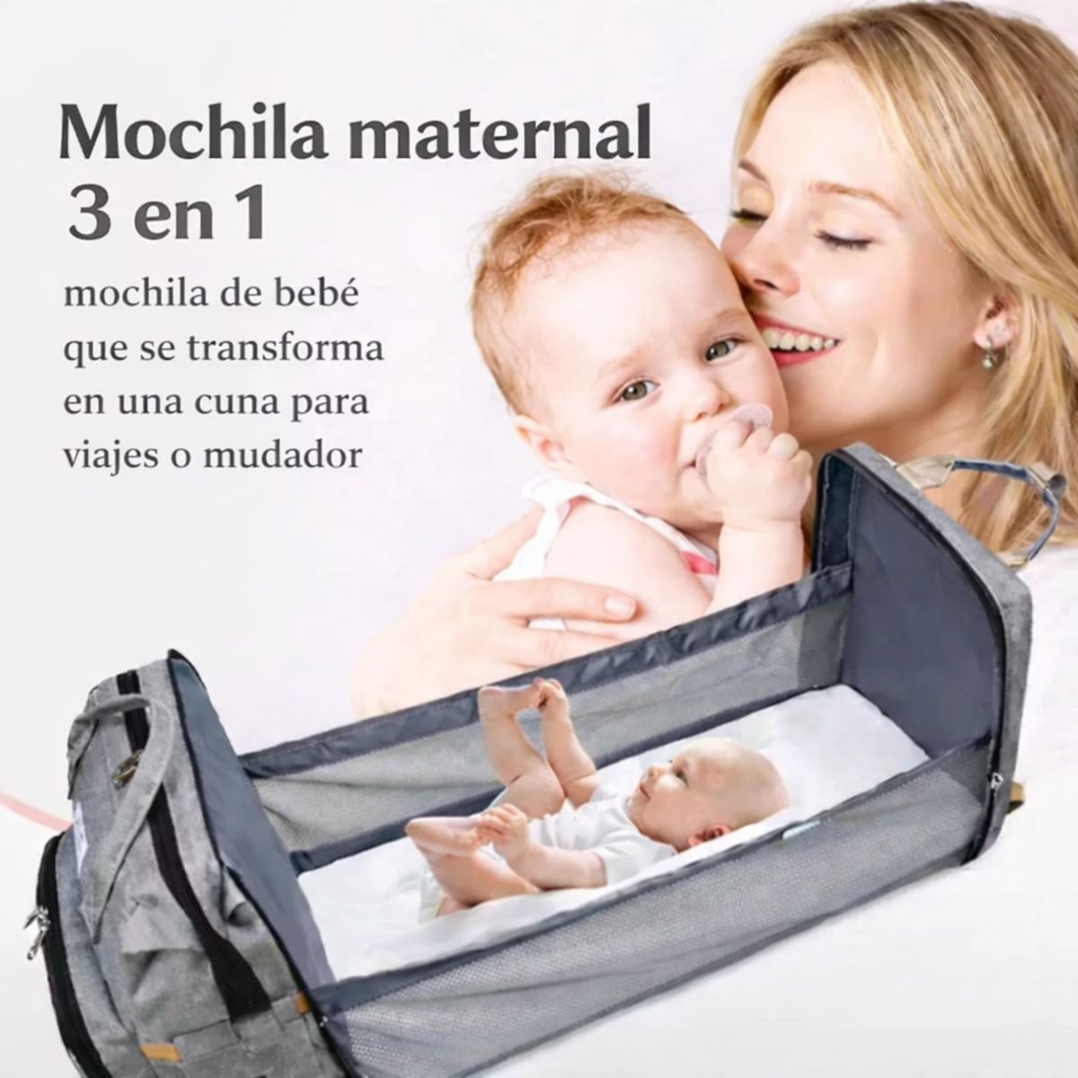 MOVI - Mochila Pañalera 3 en 1 con Cuna y Mudador Portátil