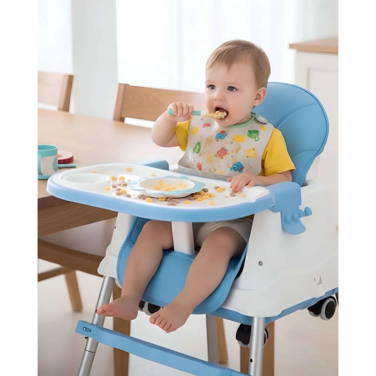 GENERICO - Silla de Comer para Bebé Multifuncional 3 en 1 Azul