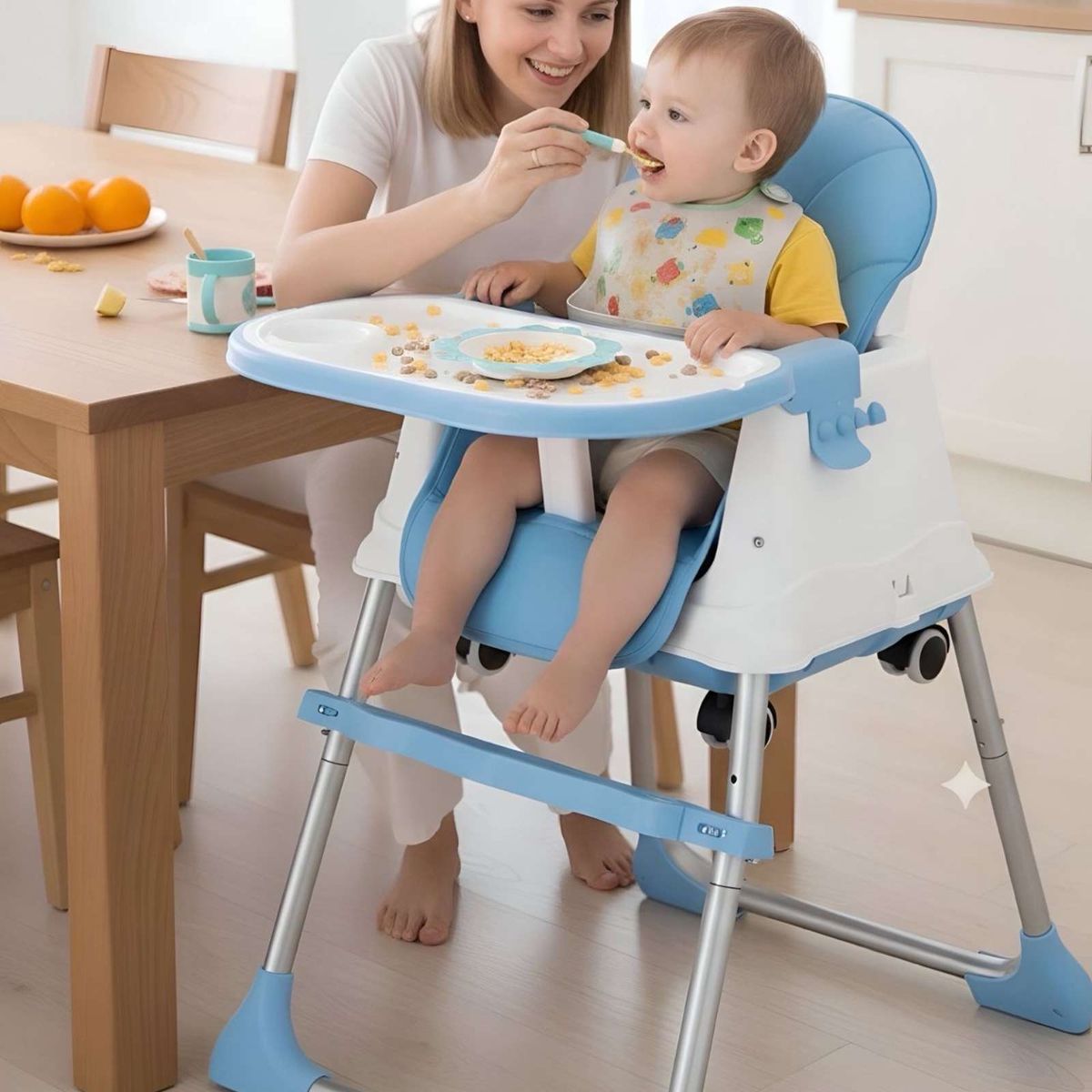 GENERICO - Silla de Comer para Bebé Multifuncional 3 en 1 Azul