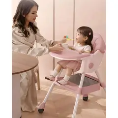 GENERICO - Silla de Comer para Bebé Multifuncional Reclinable 3 en 1 Rosa