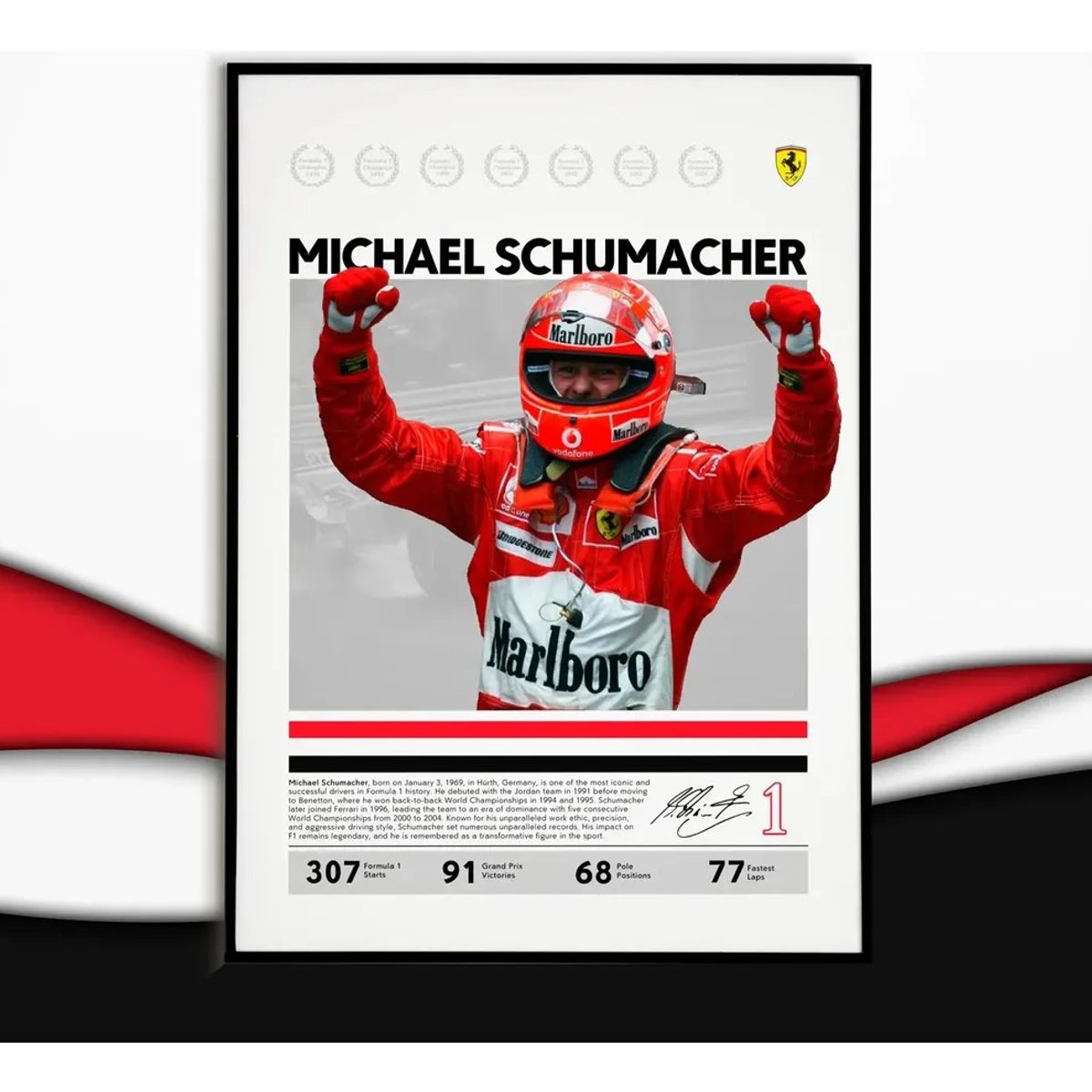 GENERICO - Cuadro Michael Schumacher Récord En F1 Fórmula 1 + Marco