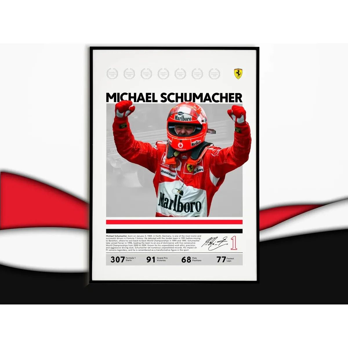 GENERICO - Cuadro Michael Schumacher Récord En F1 Fórmula 1 + Marco
