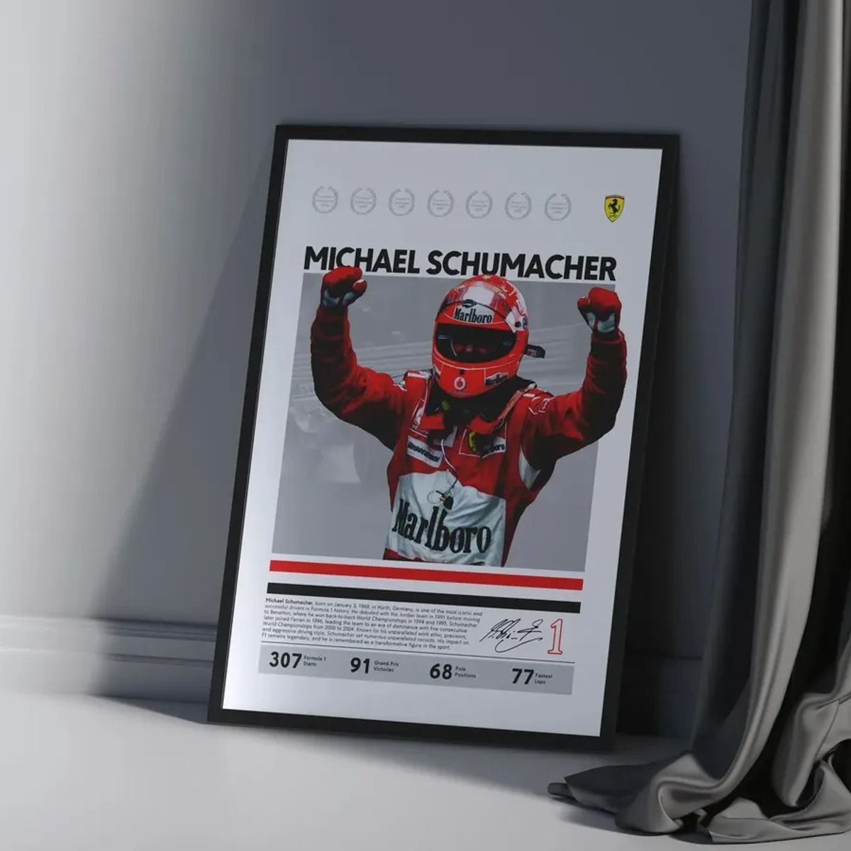 GENERICO - Cuadro Michael Schumacher Récord En F1 Fórmula 1 + Marco