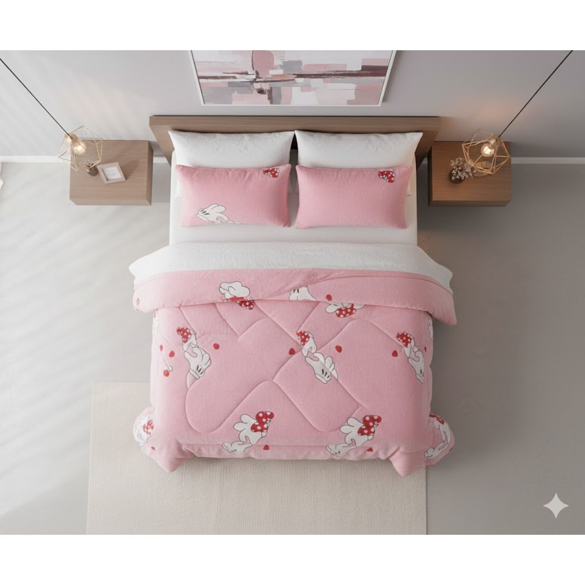 DIANA - COBERTOR DE NIÑA PARA INVIERNO PLUSH CON CHIPORRITO 1.5 PLAZA CON DISEÑO ROSA