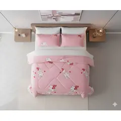 DIANA - COBERTOR DE NIÑA PARA INVIERNO PLUSH CON CHIPORRITO 1.5 PLAZA CON DISEÑO ROSA