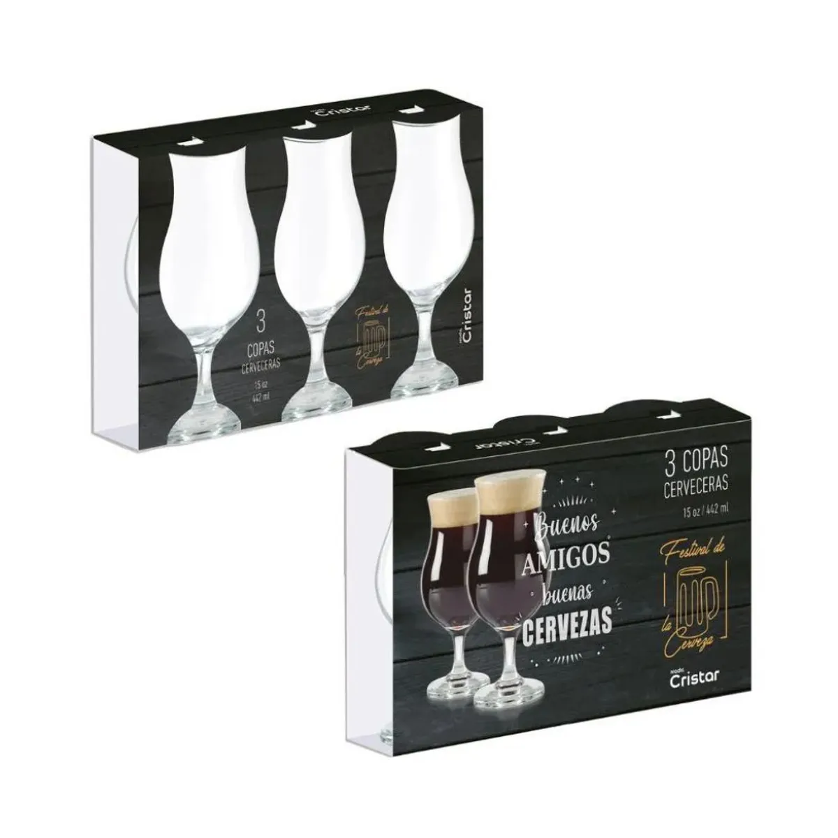 CRISTAR - Pack de 3 Copas Praga de 442 ml