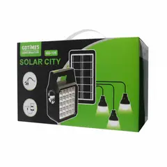 GENERICO - KIT PANEL SOLAR CON 3 BOMBILLOS MAS CABLES DE CARGA