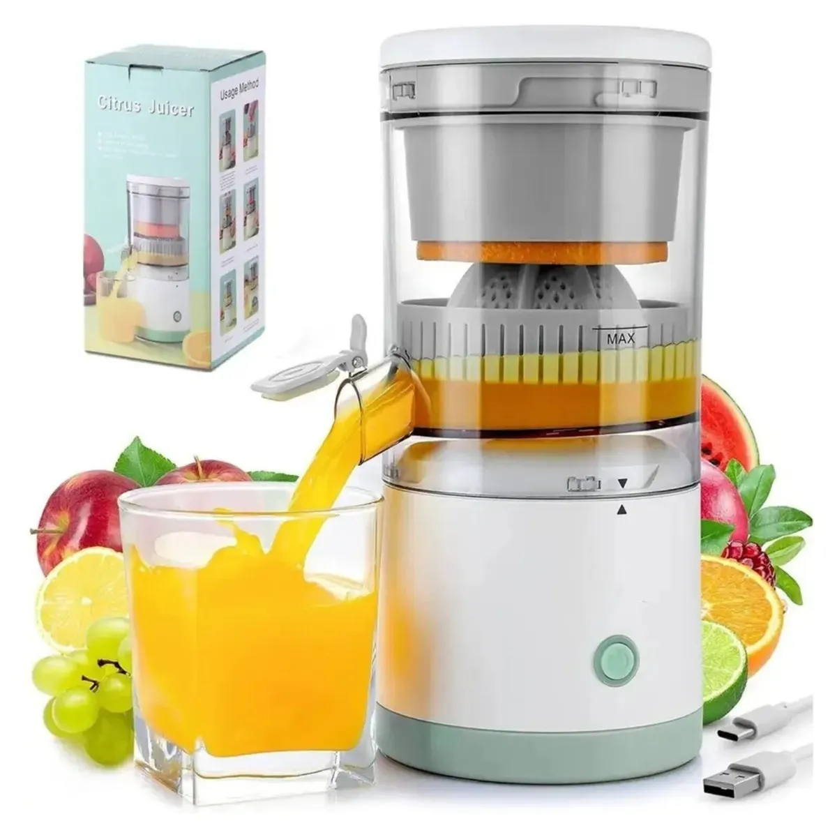 GENERICO - MAQUINA EXTRACTOR DE JUGO EXPRIMIDOR ELECTRICO PORTATIL DE CÍTRICOS
