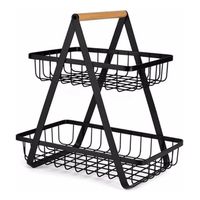 FRUTERA DOBLE DE METAL CON MANGO DE MADERA COLOR NEGRO