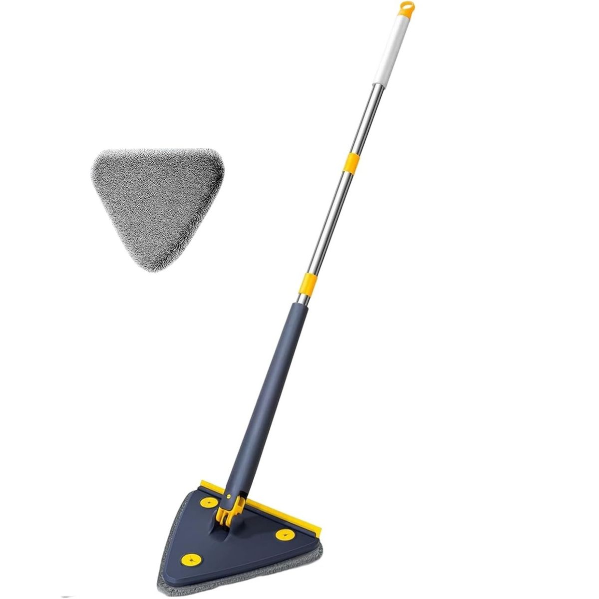 GENERICO - PACK X3 MOPA TRAPEADOR LAMPAZO TRIANGULAR AJUSTABLE GIRATORIA 360° GRIS