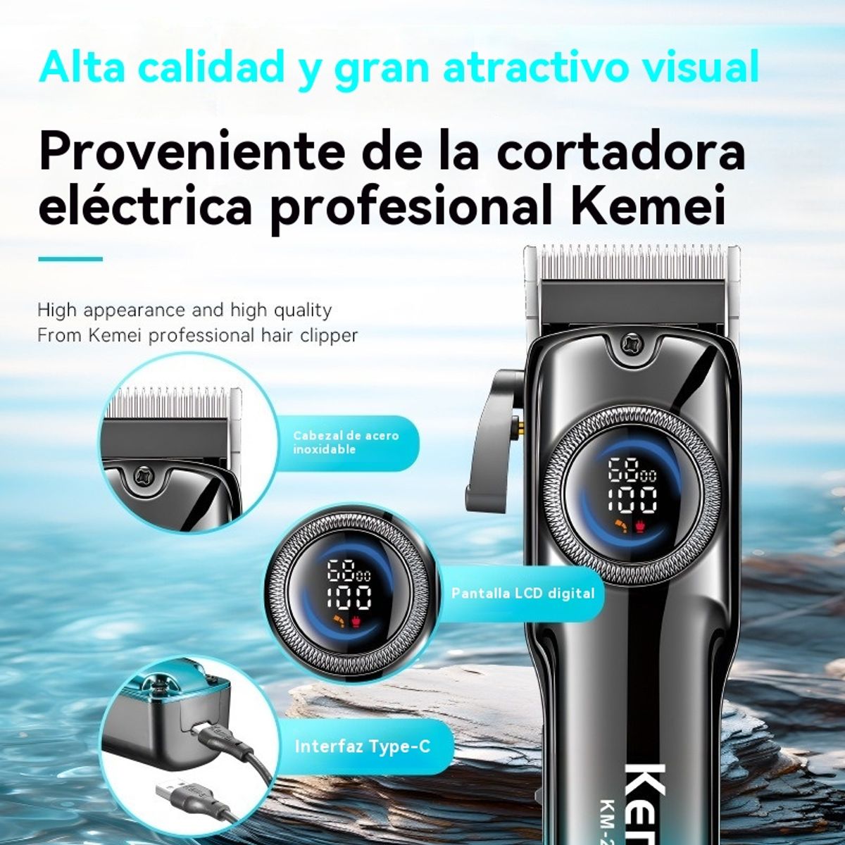 GIOIO - Cortapelo Profesional con Pantalla LCD para Barbería
