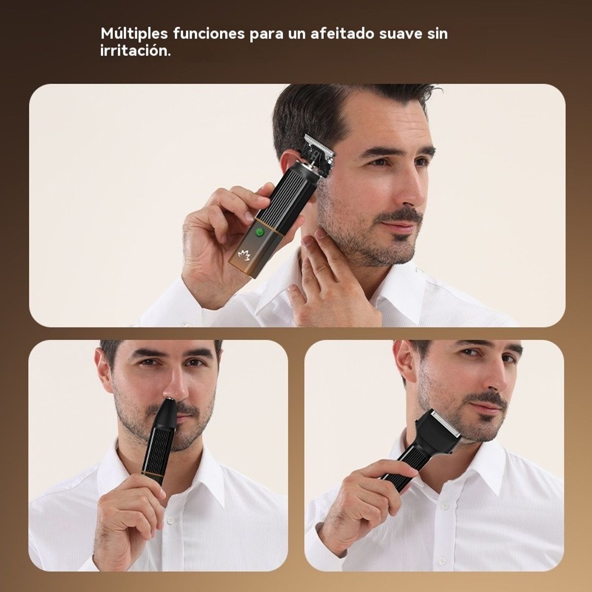GIOIO - Kit de Corte 3 en 1 para Hombre Diseño Barba y Vello Nasal