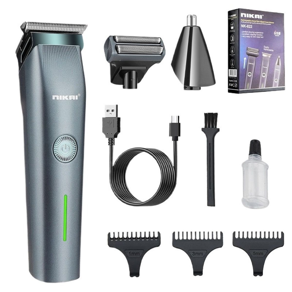 GIOIO - Kit 3 en 1 para Hombre Afeitado Diseño y Vello Nasal