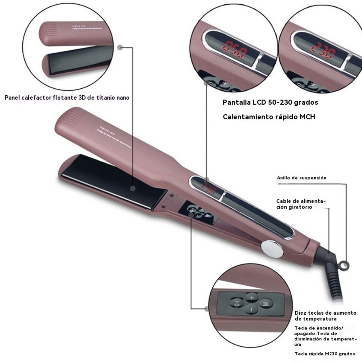 GIOIO - Plancha Alisadora Impermeable para Alisar y Rizar Cabello