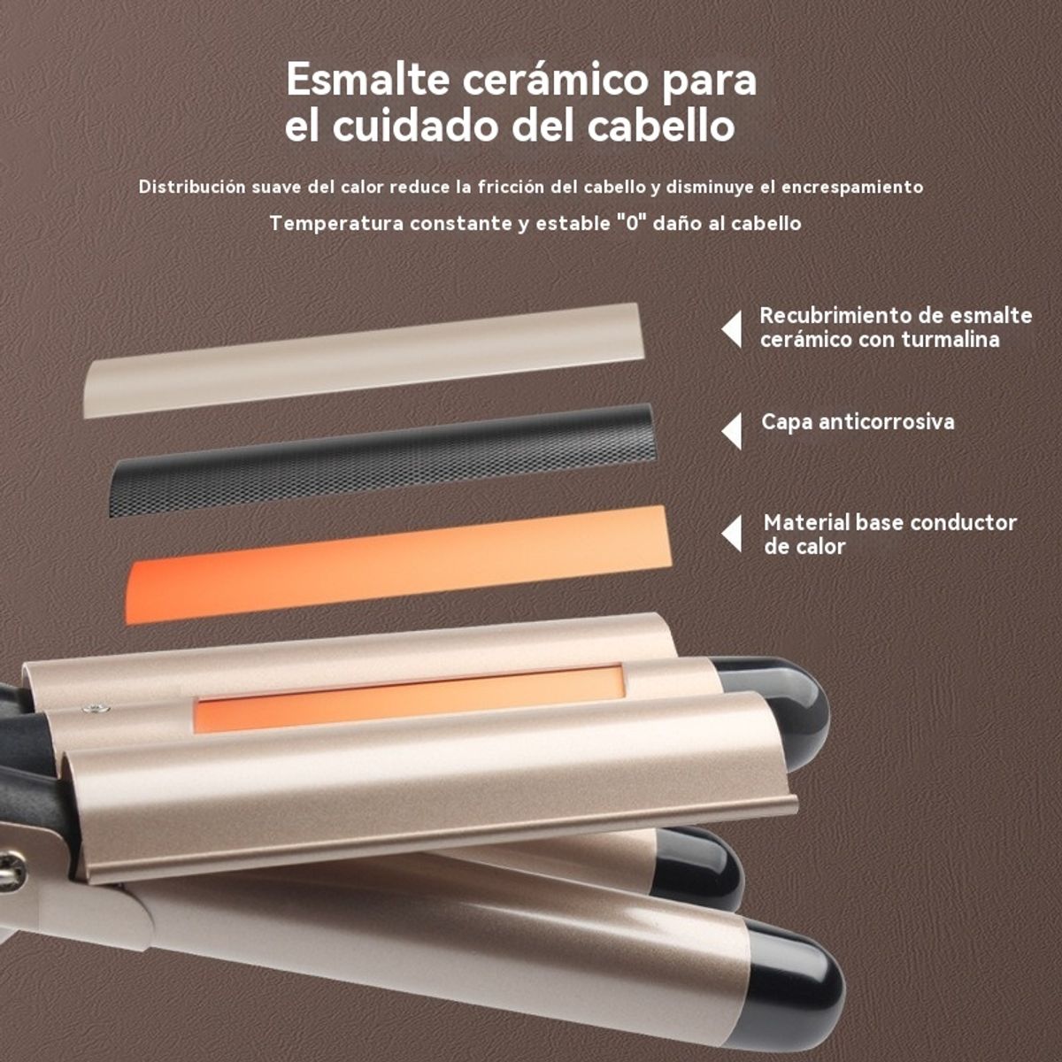 GIOIO - Plancha de 3 Barriles para Rulos Pequeños Grandes y Ondas