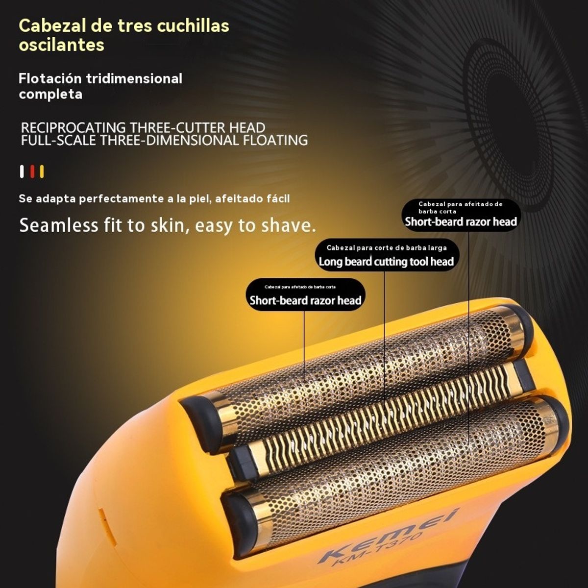 GIOIO - Afeitadora 3 Hojas Inteligente con LED Recargable USB