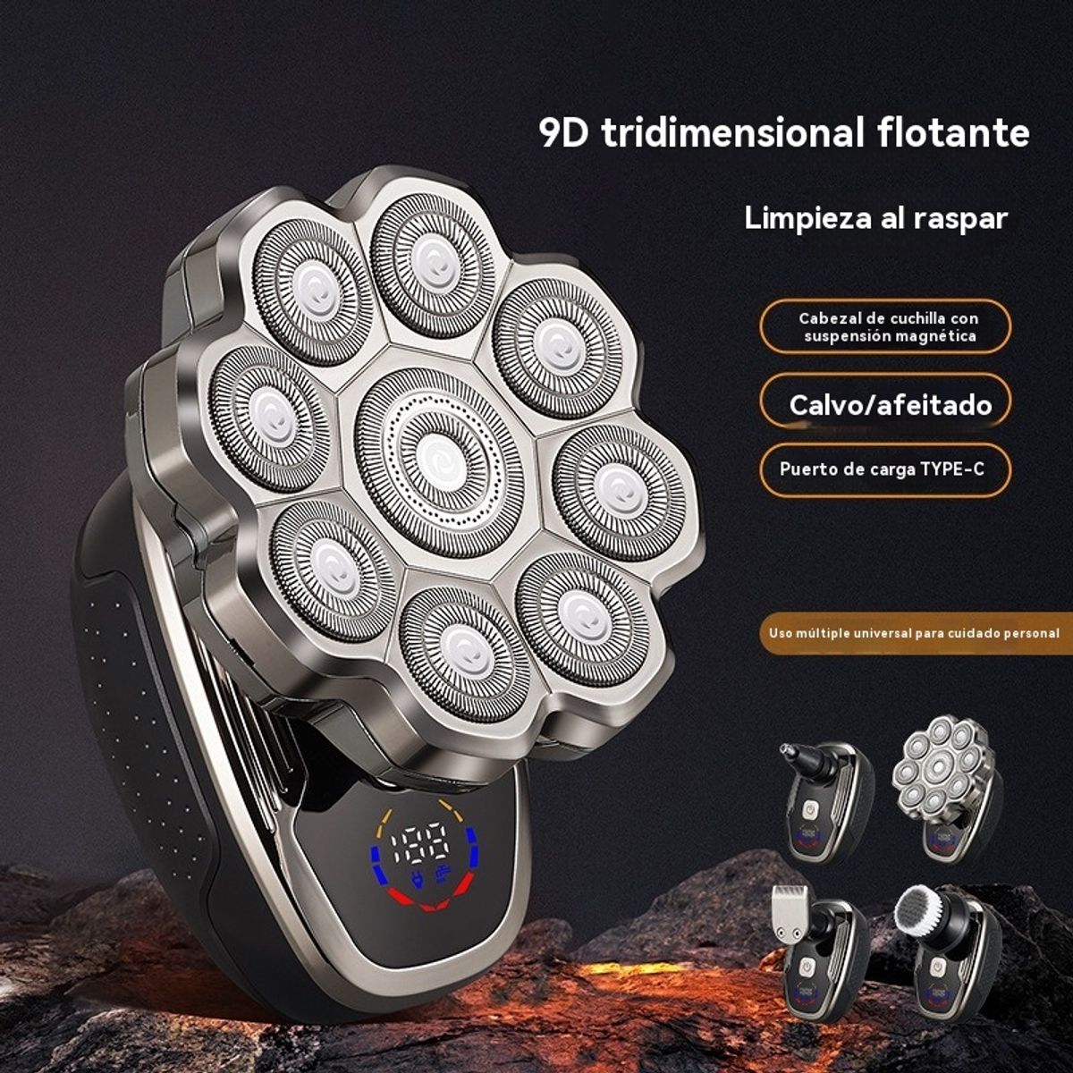 GIOIO - Afeitadora Magnética Lavable Completa para Barba y Cabeza