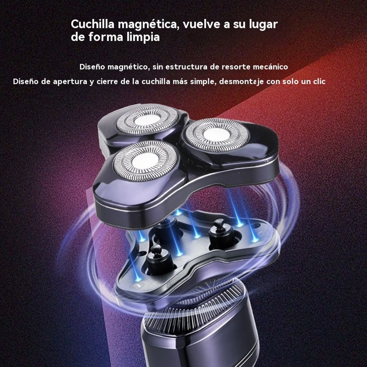 GIOIO - Afeitadora 3 Hojas Magnética Lavable con Pantalla Digital