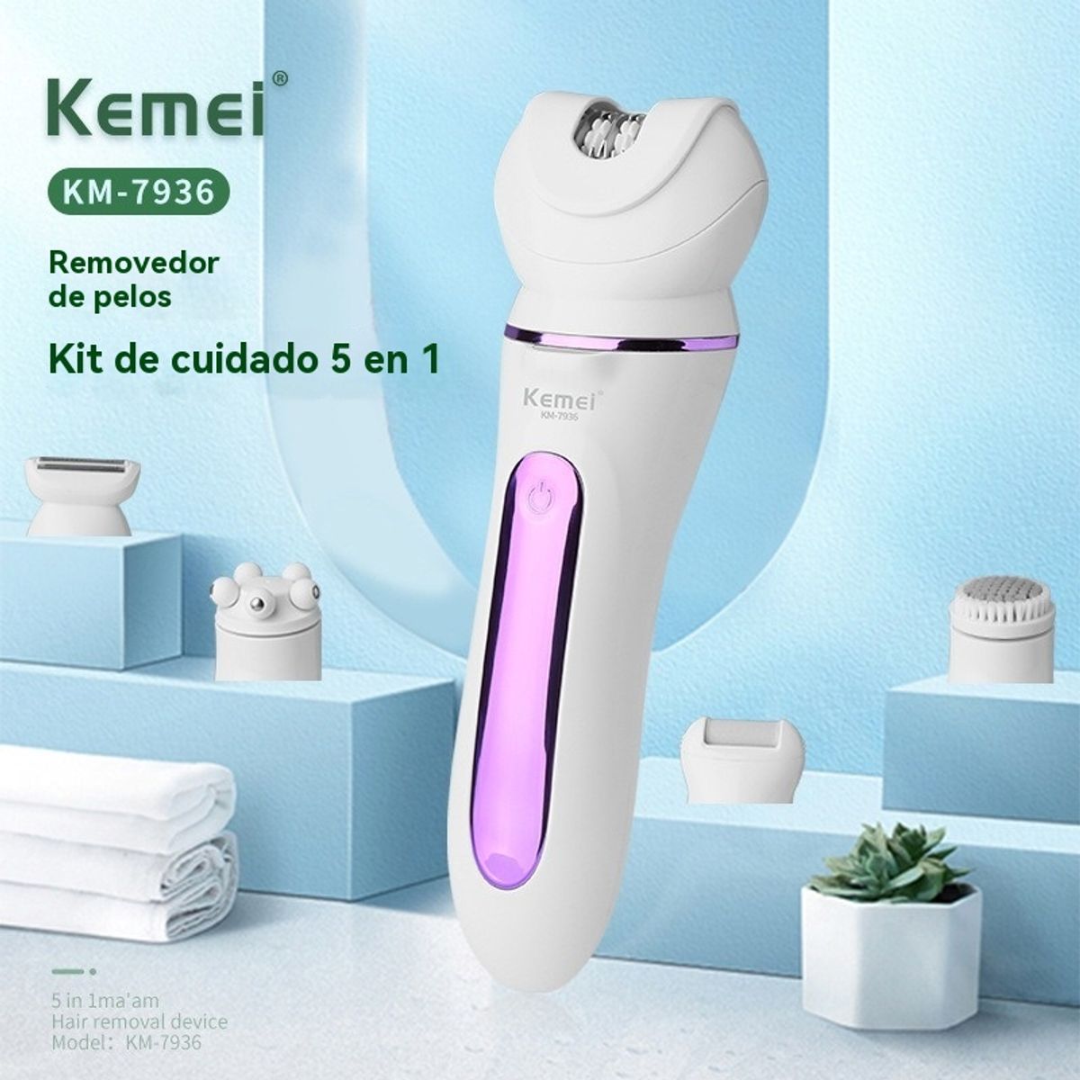 GIOIO - Depiladora 5 en 1 con Exfoliación Limpieza y Masaje