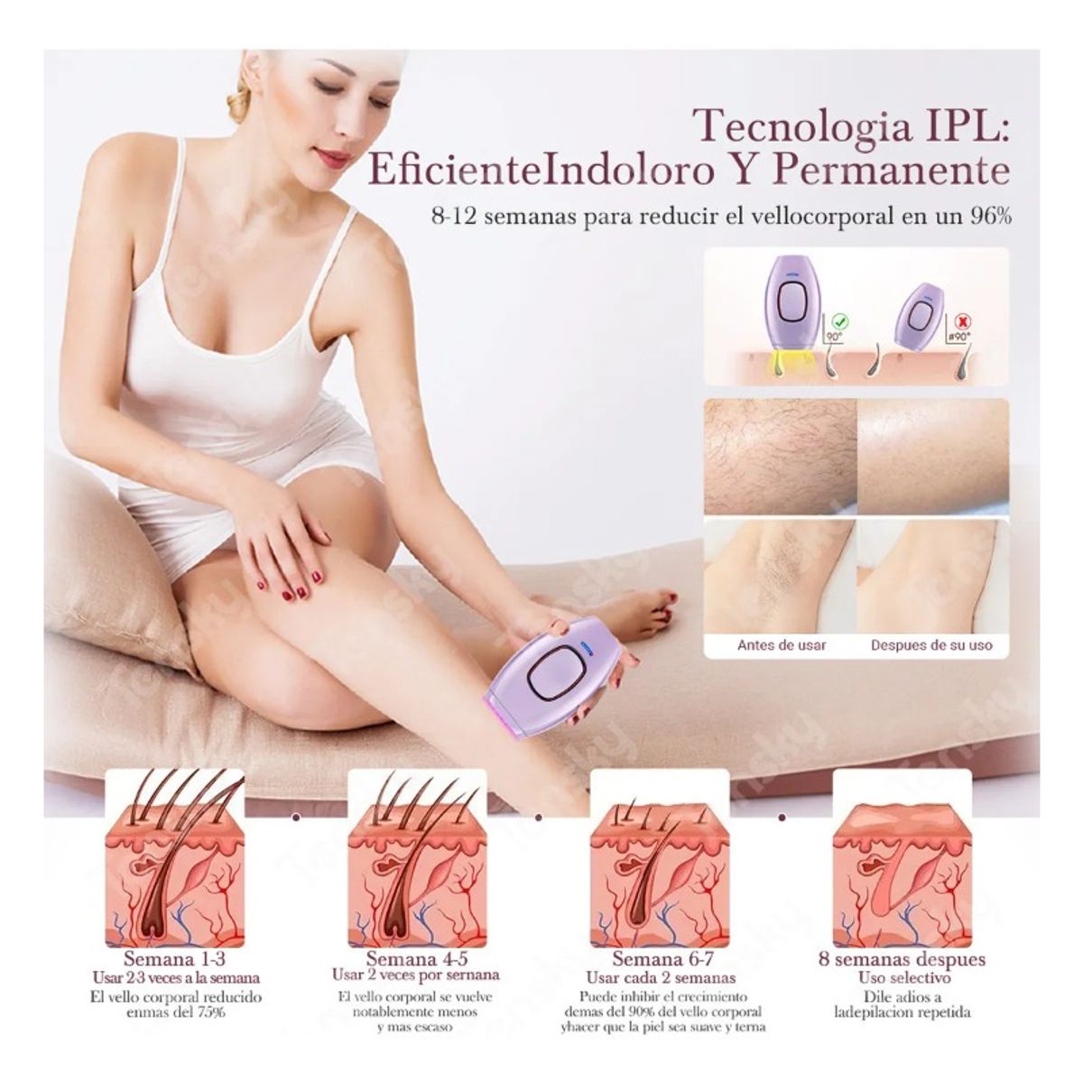 GIOIO - Depiladora Láser Flashes Piel de Diosa Para Cuerpo y Cara