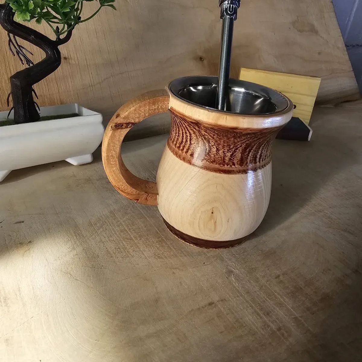 GENERICO - Mate De Madera Nativa Rauli Torneado Artesanal Chileno