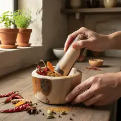 GENERICO - Mortero De Madera Nativa Lingue Torneado Para Especies Natural Nativo Lingue