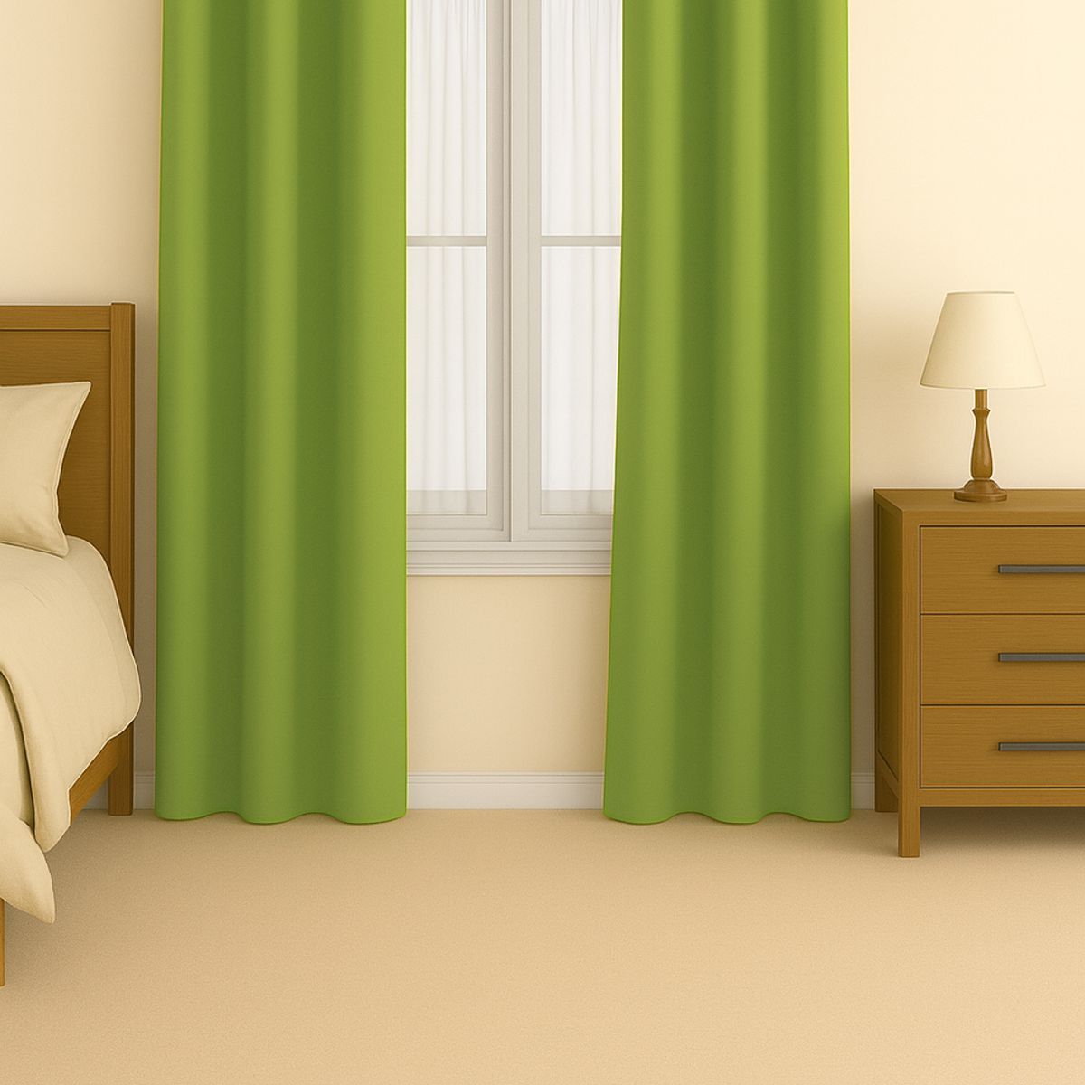 CLEMS - Pack 2 Cortina de Tela Delgada 100% Blackout Verde 225x140 cm