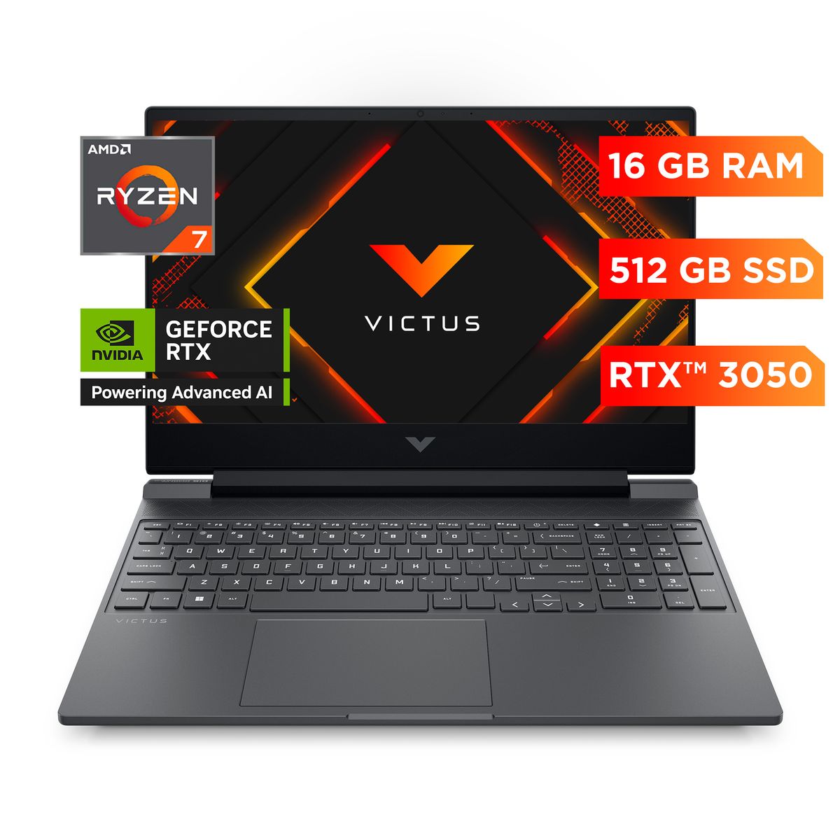 HP - Notebook HP Gamer Victus 15-fb3026la AMD Ryzen 7 16gb Ram 512gb Ssd RTX3050 4gb Windows 11 Home