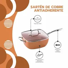 MOVI - Olla De Cobre Multiuso Antiadherente Cesta Freír Cerámica con accesorios