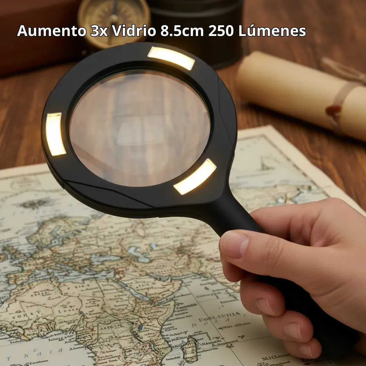 GENERICO - Lupa De Mano Luz Led Aumento 3x Vidrio 8.5cm 250 Lúmenes