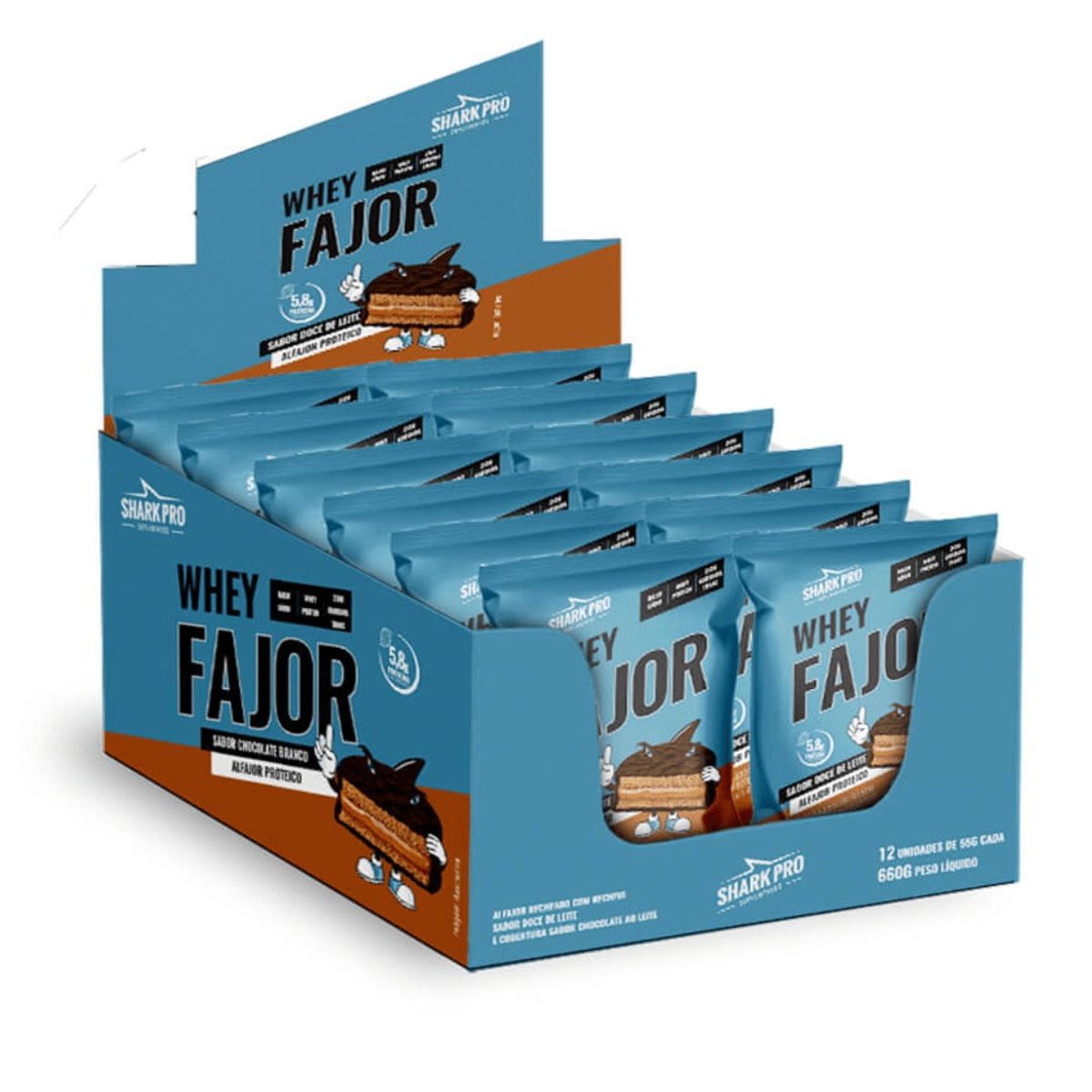 GENERICO - SHARK WHEY ALFAJOR - 12 UNI - DULCE DE LECHE- SHARK PRO