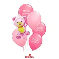 GENERICO - Set de globos mini oso rosa 6pcs