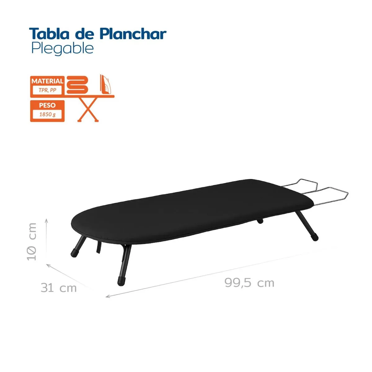 HOMECLAF - Tabla de Planchar de Mesa Plegable Negra compacta y portátil