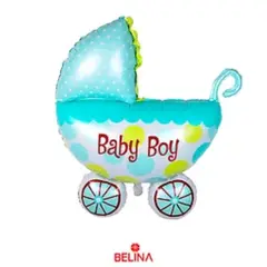 GENERICO - Globo metalico cochecito azul baby boy 60x76cm