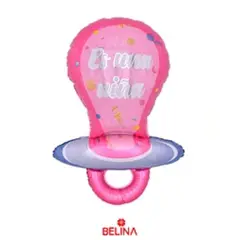 GENERICO - Globo metalico chupete rosa es una niña 58x97cm