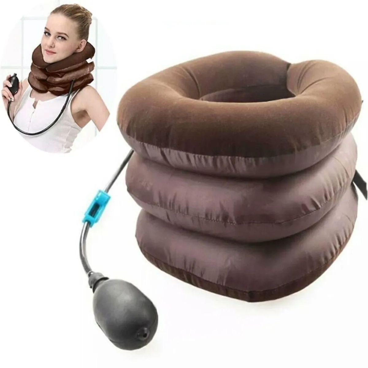 MOVI - CUELLO ORTOPEDICO INFLABLE, ALIVIO DOLOR Y CORRECTOR DE POSTURA AJUSTABLE