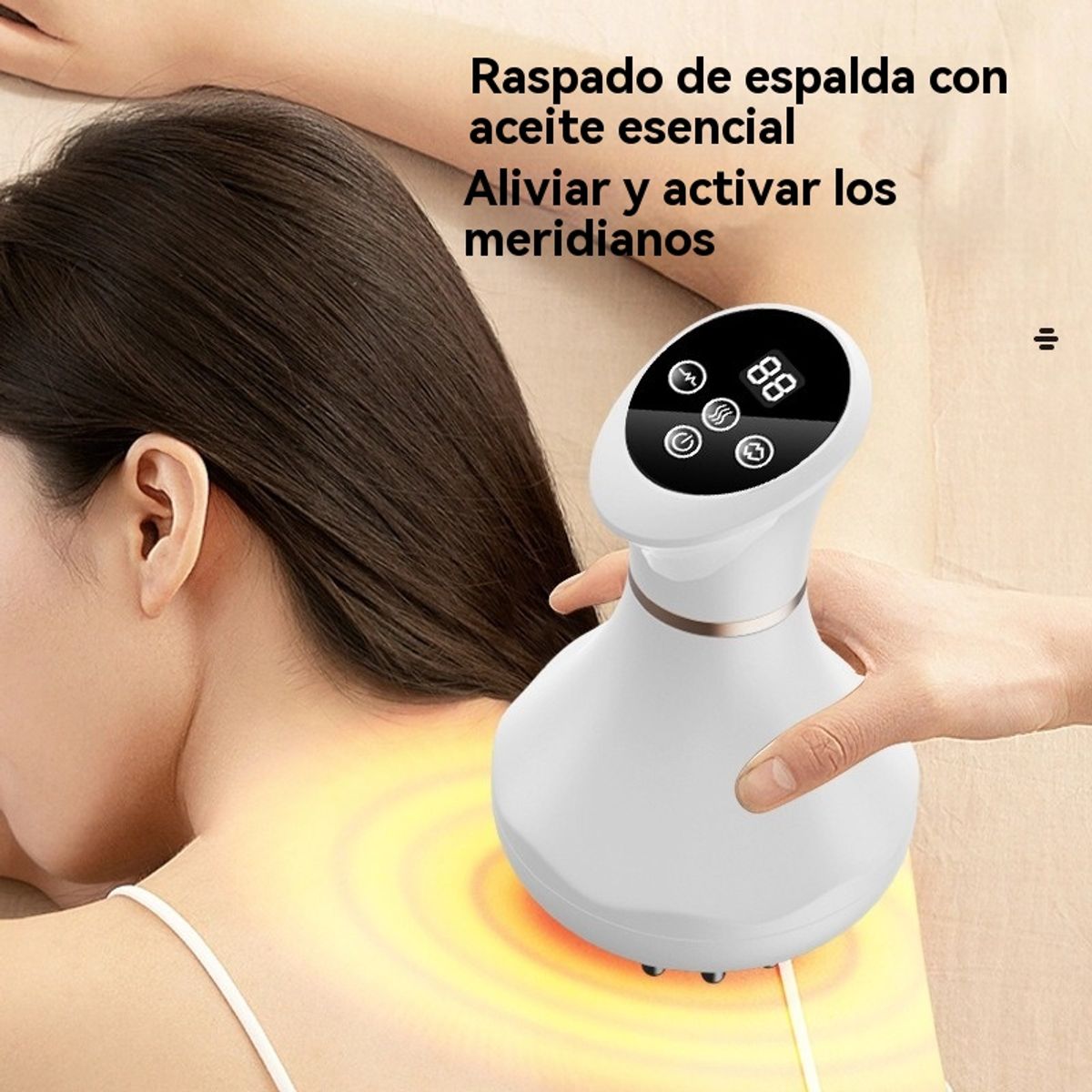 GIOIO - Cepillo de meridianos eléctrico mini con calor
