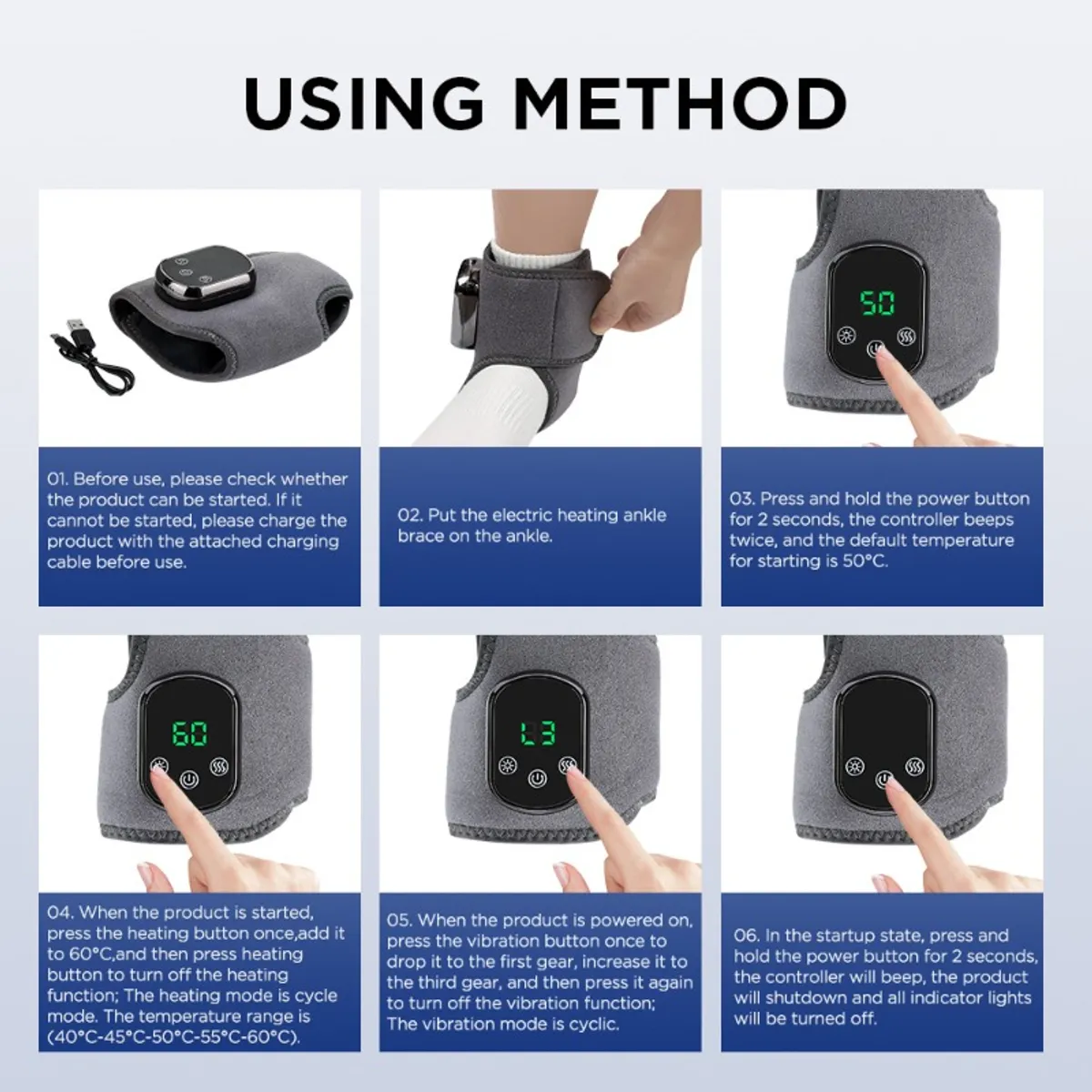 GIOIO - Masajeador de pie USB con calor para tobillosolo una unidad