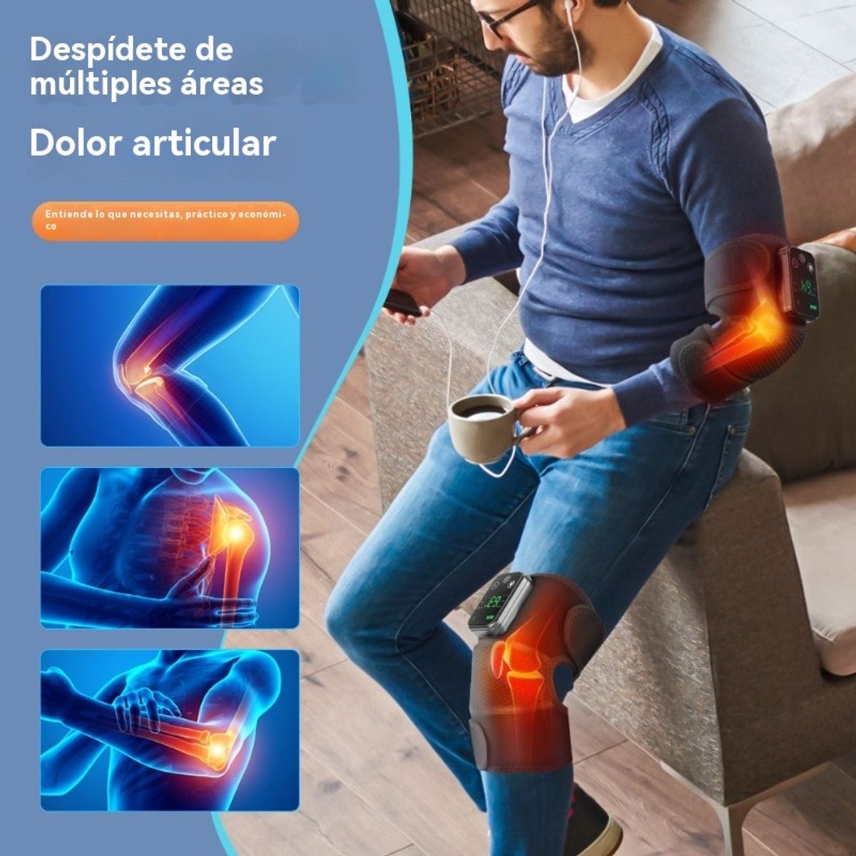 GIOIO - Soporte con calor controlable para rodilla y codosolo una unidad